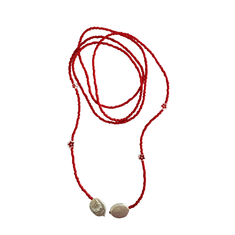 Red Flower Handmade Necklace